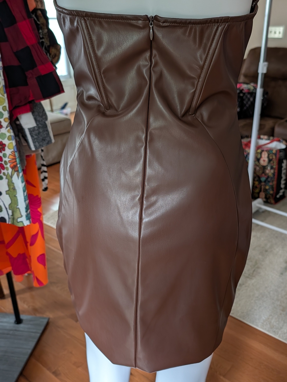 Fashion Nova Brown Faux Leather Mini Dress - Picture 4 of 6